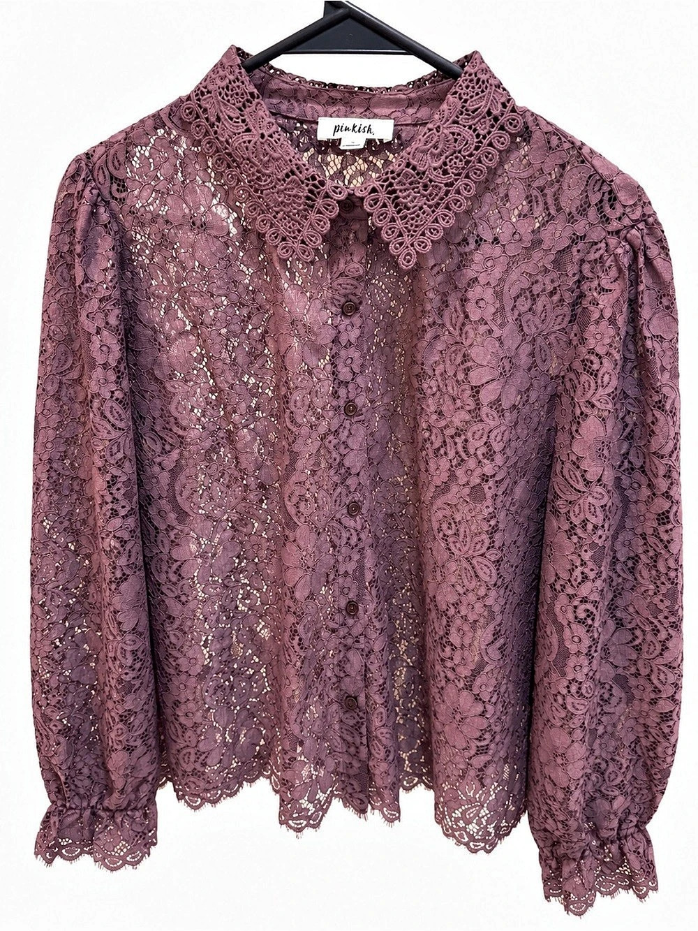 pinkish Floral Lace Blouse in Purple Size Large NWT